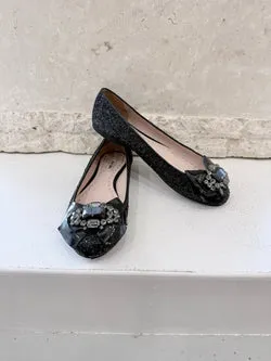 Miu Miu Nero Glitter Donna Flats - Size 39