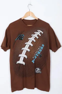 Vintage Carolina Panthers NFL 3D Football Design Brown Tee (L)