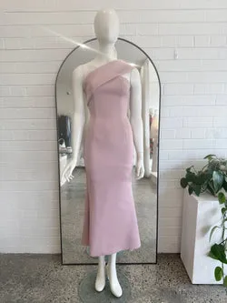 Mossman Asymetric Shoulder Midi Dress in Pink - Size 8