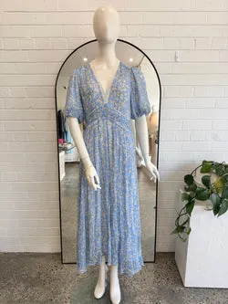 Me and Em Blue Primrose Graphic Floral Maxi Dress - Size 12