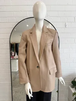 Country Road Beige Leather Blazer - Size S (6 - 8)