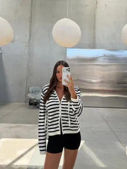 Sonny Zip Jacket Navy Stripe - Final Sale