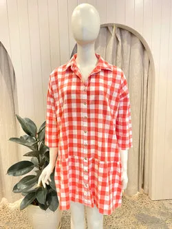 La Boheme Girls 'Moxie' Mini Dress in Red Gingham - One Size