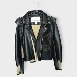 Leather Deconstructed Biker Jacket