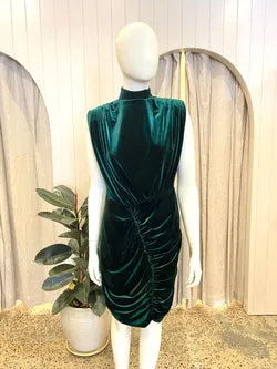 Bianca and Bridgett Emerald Natalia Short Velvet Dress - Size 14