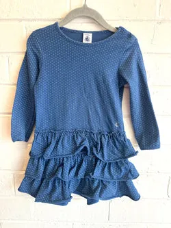 Petit Bateau Dark Blue Polka Dot Dress - Size 24m