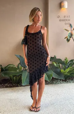Ritz And Romance Midi Dress Black Polka Dot