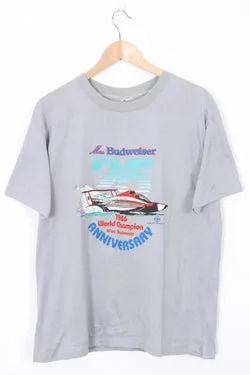 VINTAGE 1986 World Champion Miss Budweiser 50/50 Single Stitch Tee (M-L)