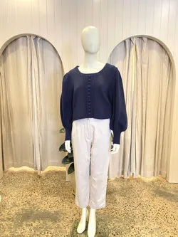 Joslin Navy Wool Cotton Blend Jumper - Size M/L