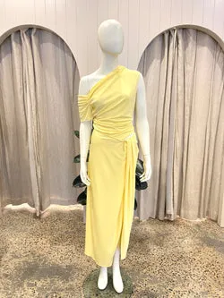 Benni Cleo One Shoulder Maxi Dress in Yellow - Size 12