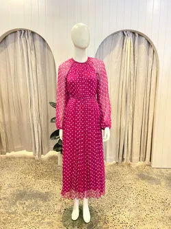 Zimmermann Braid-trimmed Gathered Polka-Dot Silk-Drepon Midi Dress - Size 2 (10)