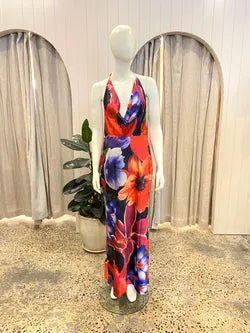 Runway The Label Mauve Print Posey Maxi Dress - Size M