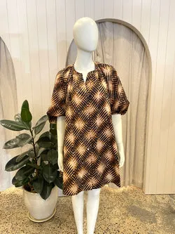 Husk Tan and Black Cotton Midi Dress - Size XS