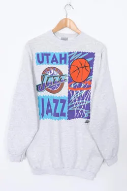 Vintage NBA Utah Jazz 90s Retro LOGO 7 Sweatshirt USA Made (L TALL)