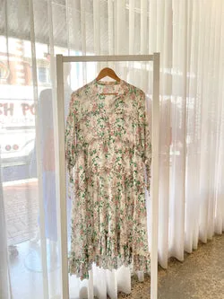 Scanlan Theodore Floral Silk Midi Dress - Size 6