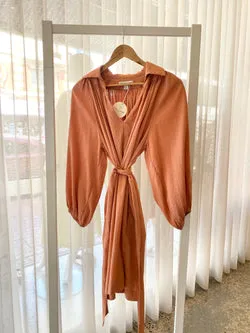 Country Road Orange Cheesecloth Midi Dress - Size 10