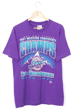 Vintage 1997 NBA Utah Jazz Champs Purple & Teal USA Made Tee