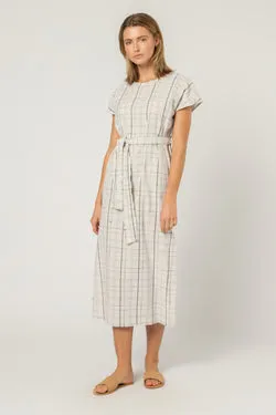 WREN CHECK MIDI DRESS