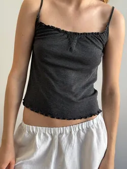 Wool Blend Flounce Tank - Grey