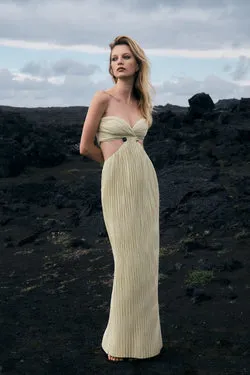 Dana Cut Out Hardware Maxi Dress - Lime Gold