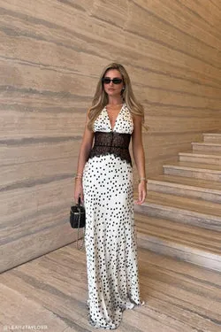 Dinah Lace And Satin Maxi Dress - Polkadot