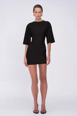 Ivy Cape Sleeve Mini Dress - Black
