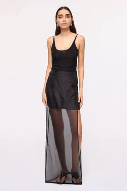 Jade Organza Maxi Skirt-Black