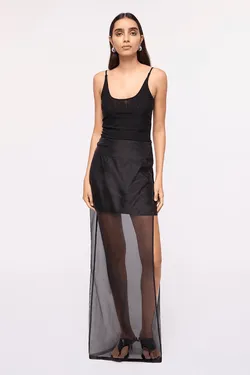 Jade Organza Maxi Skirt-Black