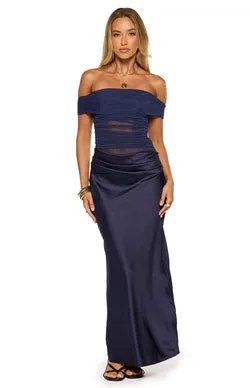 Jamilla Navy Off Shoulder Formal Maxi Dress