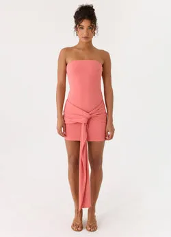 Jiliana Strapless Mini Dress - Coral