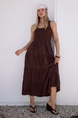 Juliette Tiered Dress - Chocolate