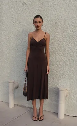 Poppy Midi Dress (Chocolate)