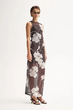 Lilian Maxi Dress Chocolate Floral Print