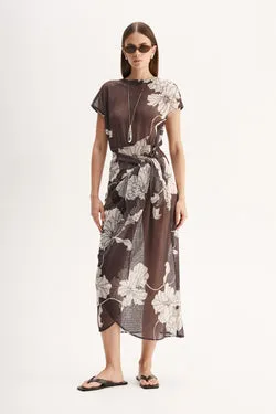 Dahlia Maxi Dress Chocolate Floral Print