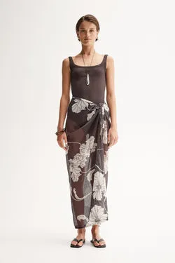 Lilian Sarong Chocolate Floral Print