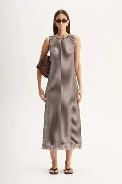 Alessandra Maxi Dress Chocolate Stripe