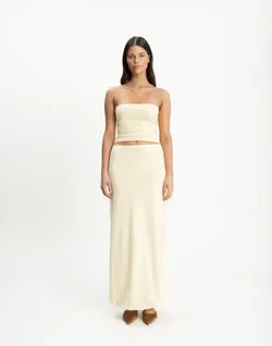 Tavina Maxi Skirt (Butter/White)