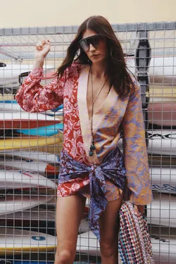 Kiara Wrap Mini Dress Baja Bloom