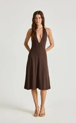 Sable Midi Dress (Chocolate)