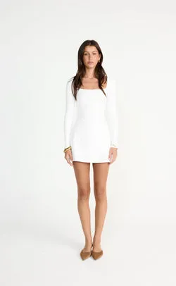 Addie Long Sleeve Mini Dress (White)