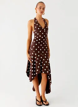 Keylani Halter Midi Dress - Chocolate
