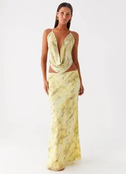 Kylo Low Rise Maxi Skirt - Yellow Tie Dye