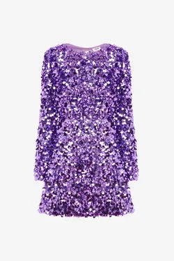 Kristen Sequin Open Back Mini Dress - Lavender