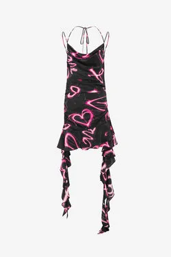 Alba Mini Dress - Neon Heart Print