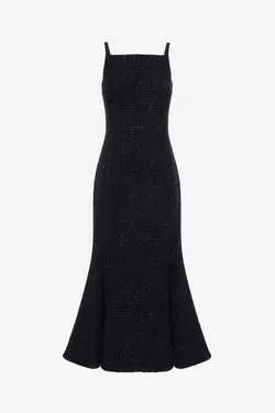Regina Tweed Midi Dress - Ebony
