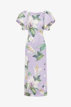 Lucinda Printed Maxi Dress - Lily Blossom in Lilac