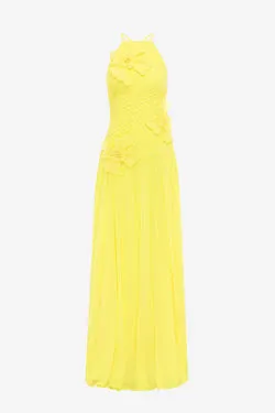 Amya Floral Appliqué Gown - Sunshine