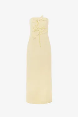 Rayna Appliqué Tweed Maxi Dress - Dusty Yellow