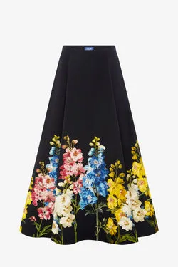 Elina Maxi Skirt - Snapdragon Print in Ebony