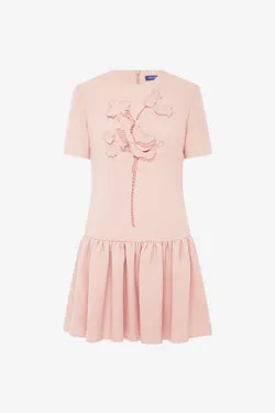 Joyce Appliqué Tweed Short Sleeve Mini Dress - Dusty Pink